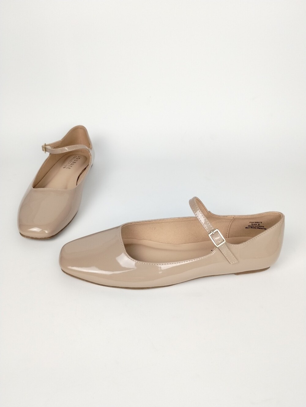 Journee Square-Toe Ballet Flats Tan Balletcore Romantic Mary Jane Size 9